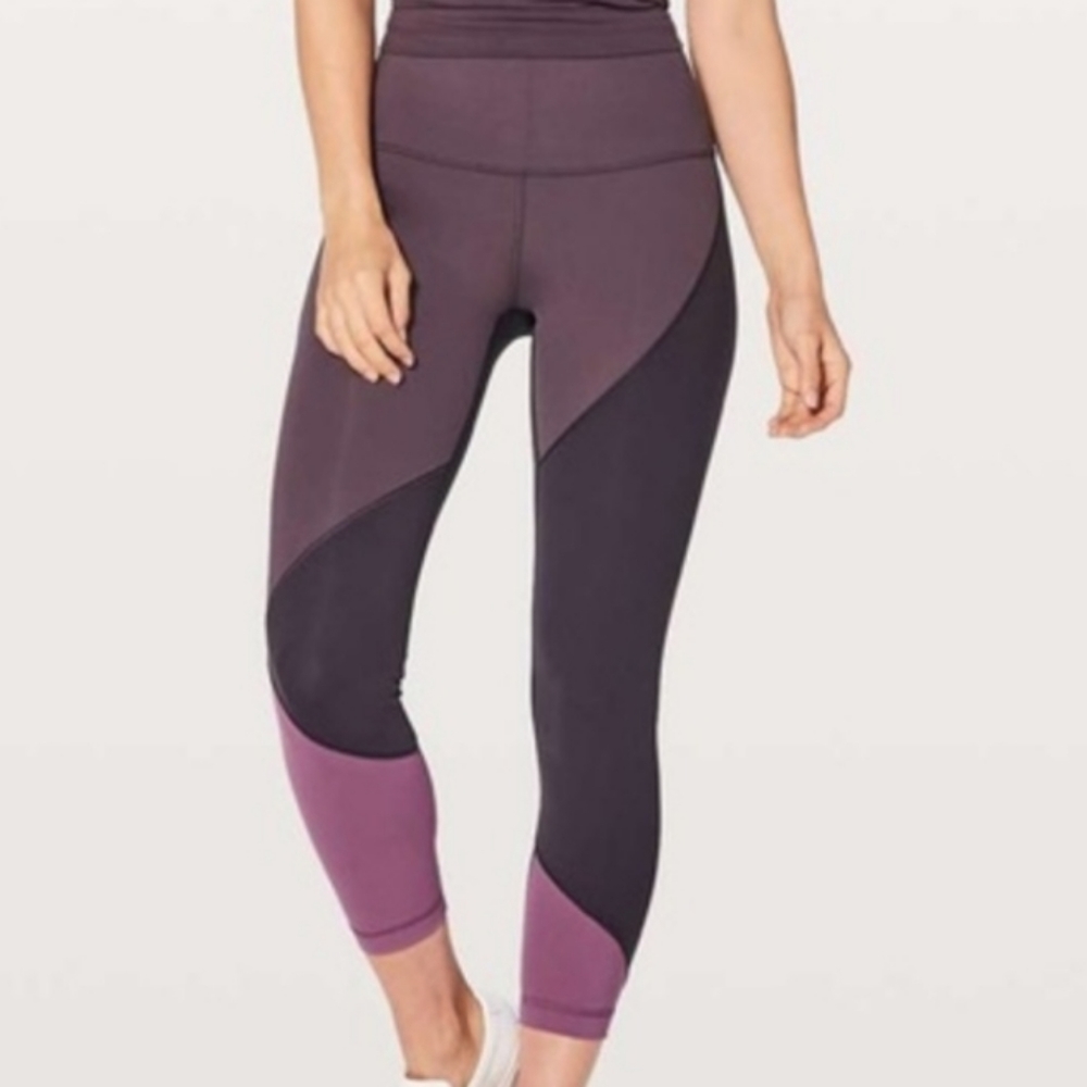 Lululemon Athletica Wunder Under Color Block Cropped Leggings